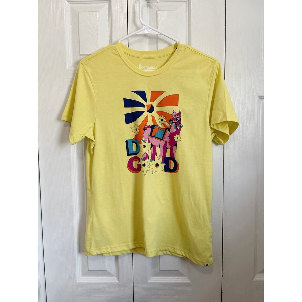 Cotopaxi Pompones Do Good Graphic Tee Lemonade Yellow Size S NWT